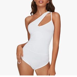 White One Shoulder Body Suit